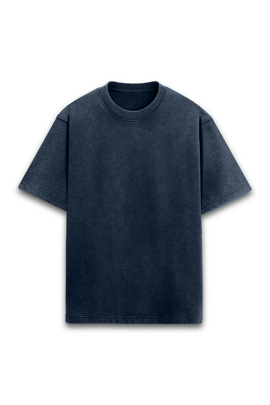 Navy Blue Acid Wash Oversized T-Shirt