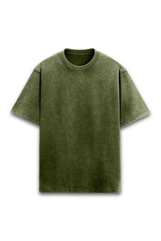 Olive Green Acid Wash Oversized T-Shirt